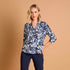 Emreco 3/4 Sleeve Grey Leaf Print Mandarin Blouse – 026102EW